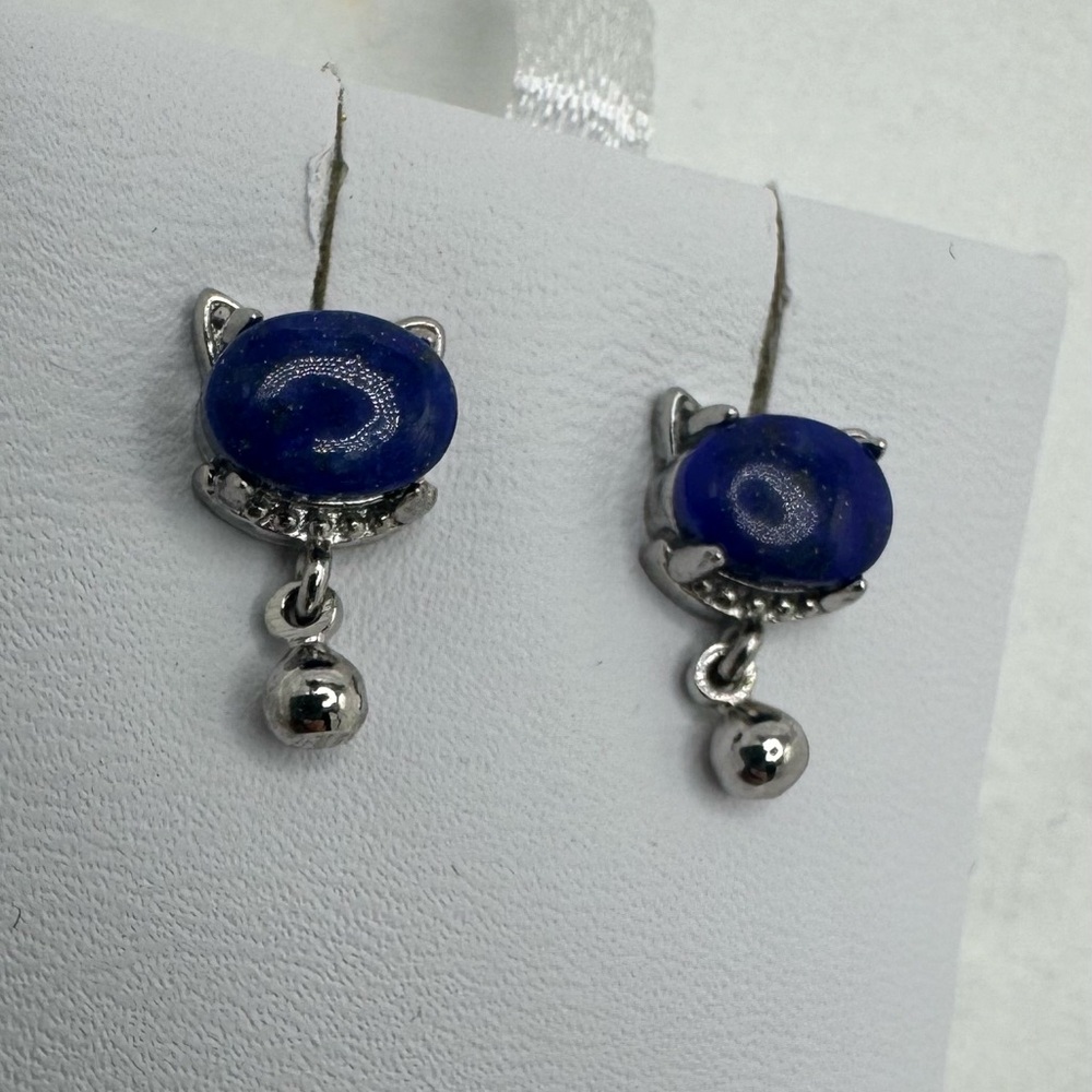 Lapis Kitty Earrings